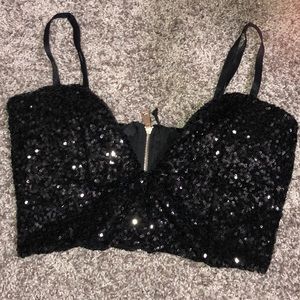 Sequin V crop top